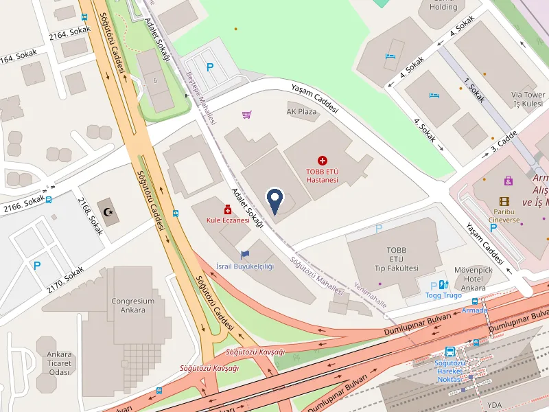 Map showing the location of the Neorama İş Merkezi in Çankaya, Ankara